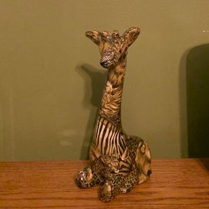 Giraffe Ceramic Piece with Animal Print